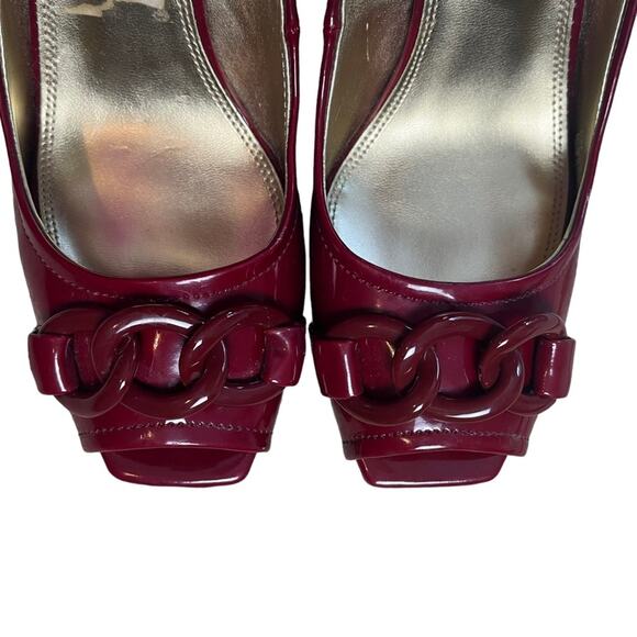ETIENNE AIGNER Nigela Red Patent Peep Toe Pumps Women’s 10 3.5” Block Heel - Picture 3 of 9